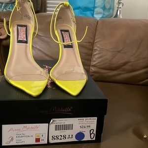 Easy Pickins high heels in the color neon yellow in a size 8